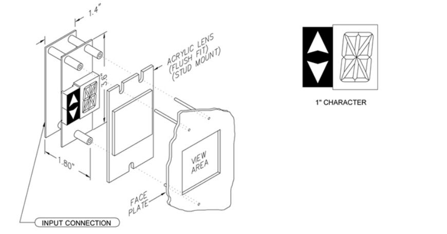 Picture of 1" Single Character / Dual Direction Arrows 
